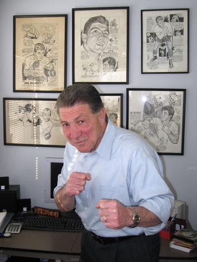 Former Auditor — and boxer — Joe DeNucci in his office (David Boeri/WBUR)