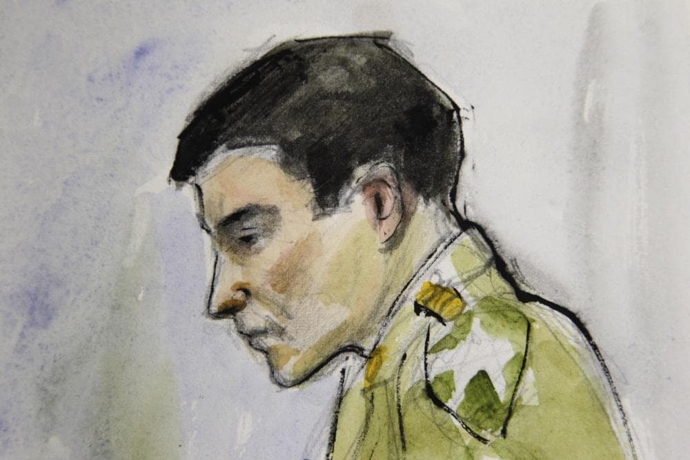 In this courtroom sketch, Spc. Jeremy Morlock, of Wasilla, Alaska, was sentenced to 24 years in prison after saying "the plan was to kill people" in a conspiracy with four fellow soldier that left three Afghan citizens dead. (AP)