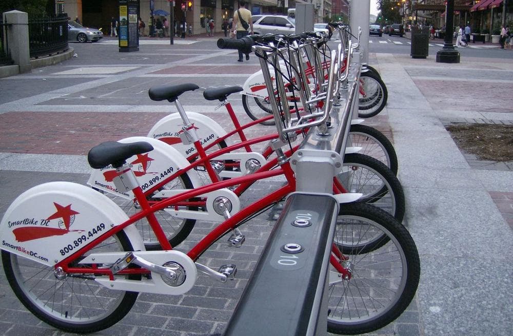 A bike share rack in Washington, D.C. (*Sally M8*/Flickr)