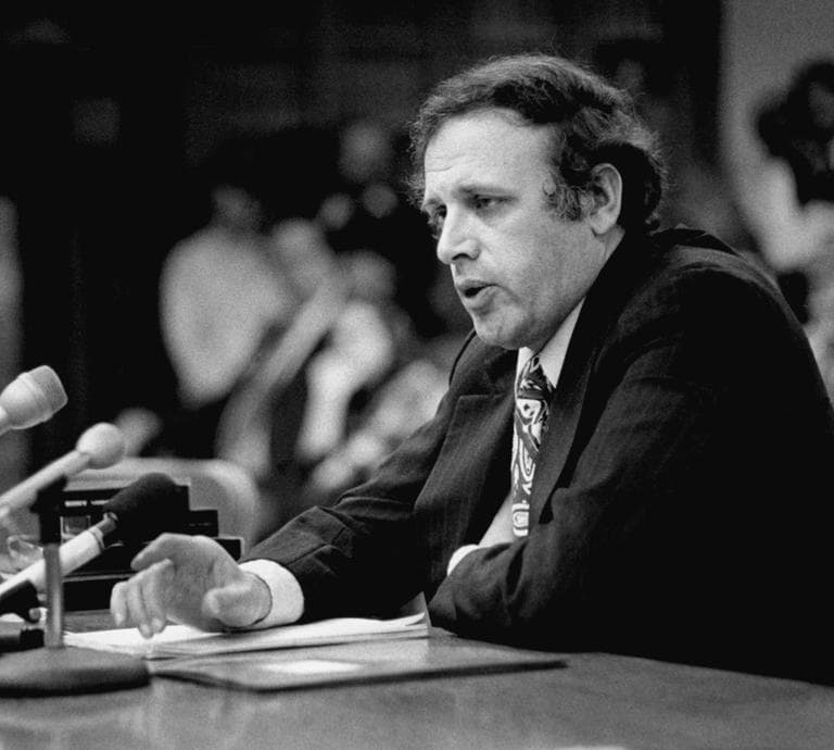 File photo of Massachusetts District Court Judge Samuel E. Zoll in 1978 at a legislative hearing (AP)
