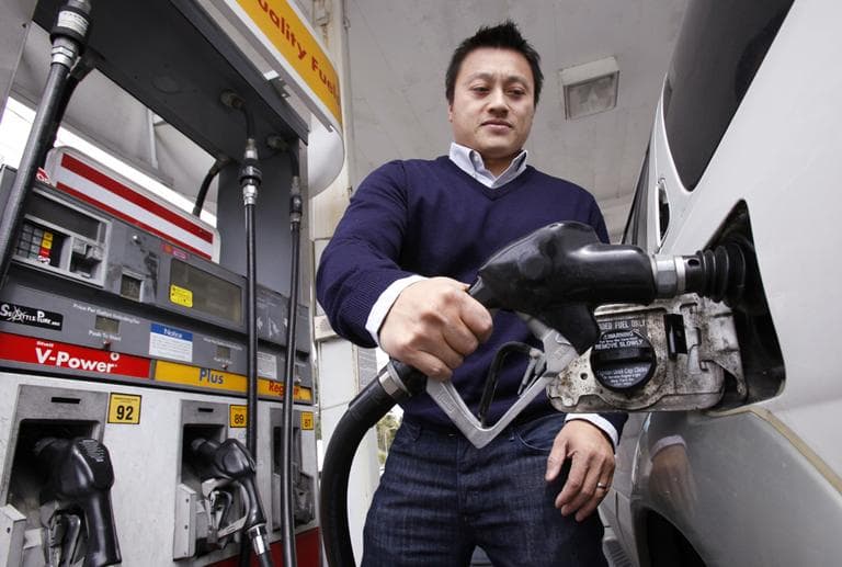 The average price for a gallon of regular unleaded gas in the Bay State is $3.82. (AP)