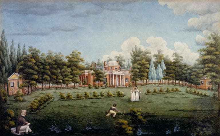 Thomas Jefferson's Monticello, West Front and Garden, painting by Jane Braddick Peticolas. Courtesy of Thomas Jefferson Foundation, Monticello