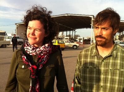 American reporters James Foley and Clare Gillis cross into Tunisia after six weeks of detention in Libya. (Jon Jensen/GlobalPost)