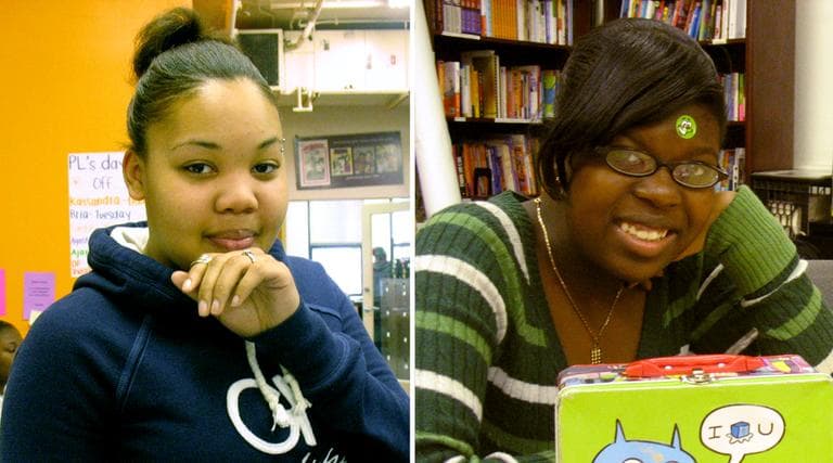 Hyde Park High sophomore DeShannah Temple, left, and Boston Latin sophomore Ehis Osifo vividly recall their bad teachers. (Monica Brady-Myerov/WBUR)