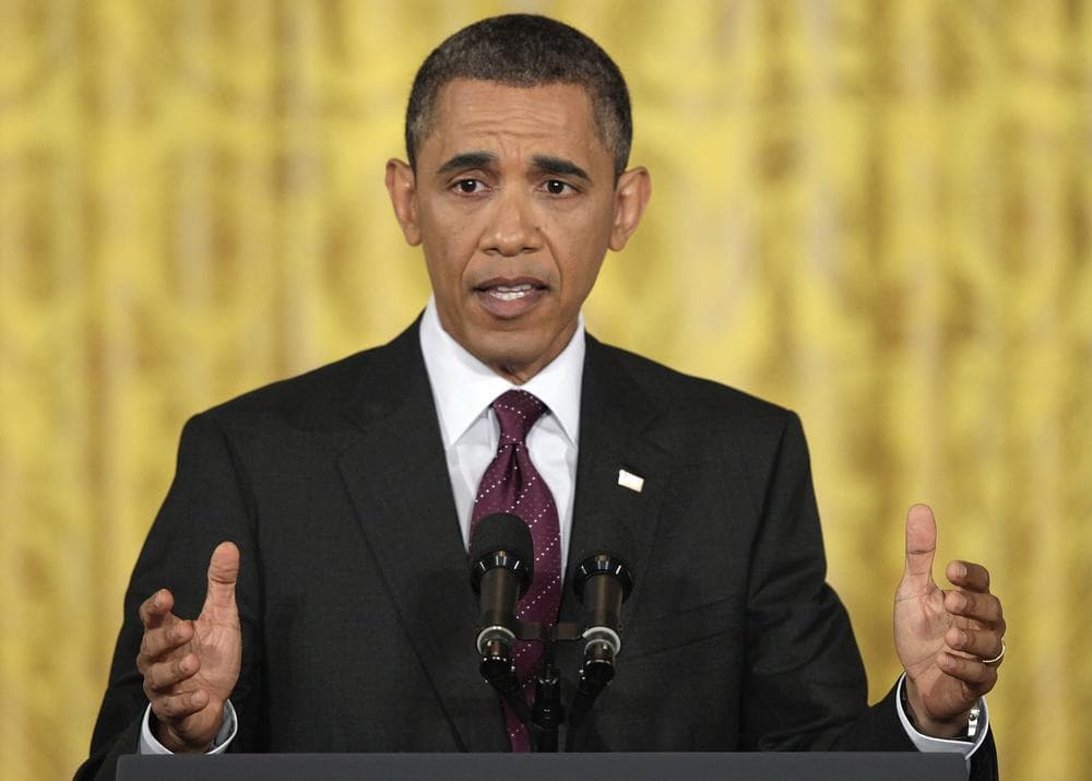 President Barack Obama gestures during a news conference in the East Room of the White House in Washington, Wednesday. (AP)