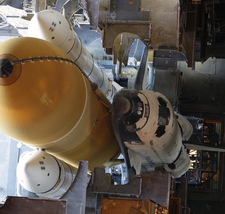 Space Shuttle Atlantis sits on launch pad 39A at the Kennedy Space Center in Cape Canaveral, Florida. (AP)
