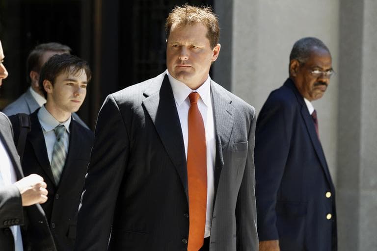Former Major League baseball pitcher Roger Clemens leaves federal court in Washington, Thursday. (AP)