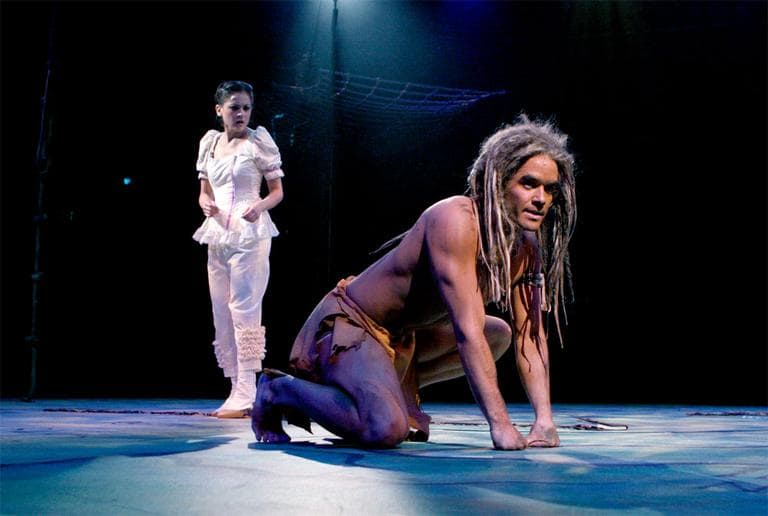 Andrea Goss (Jane) and Brian Justin Crum (Tarzan) perform in North Shore Music Theatre's "Tarzan." (Paul Lyden/North Shore Music Theatre)