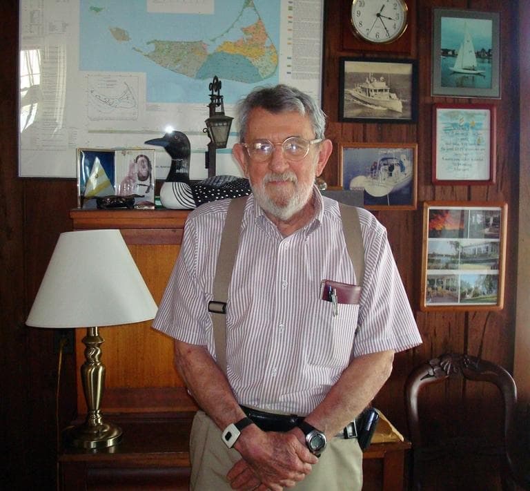 Geologist Robert Oldale, of North Falmouth, literally wrote the book on Cape Cod. (Adam Ragusea/WBUR)