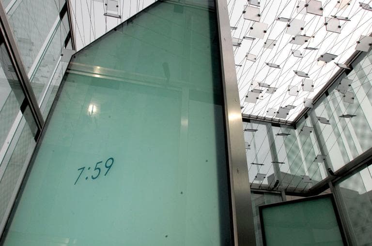 A portion of the Sept. 11 memorial at Logan International Airport is seen. American Airlines Flight 11, one of the two planes that departed Boston and crashed into the Twin Towers, left Boston at 7:59 a.m. that morning. (File/AP)