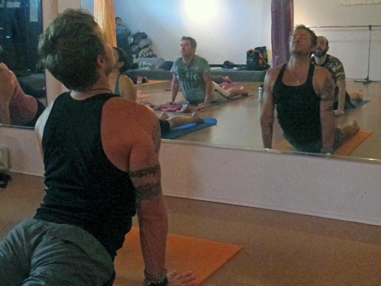 Sidoti tries to get his pupils to work up a sweat in his Broga class. (Doug Tribou/Only A Game)