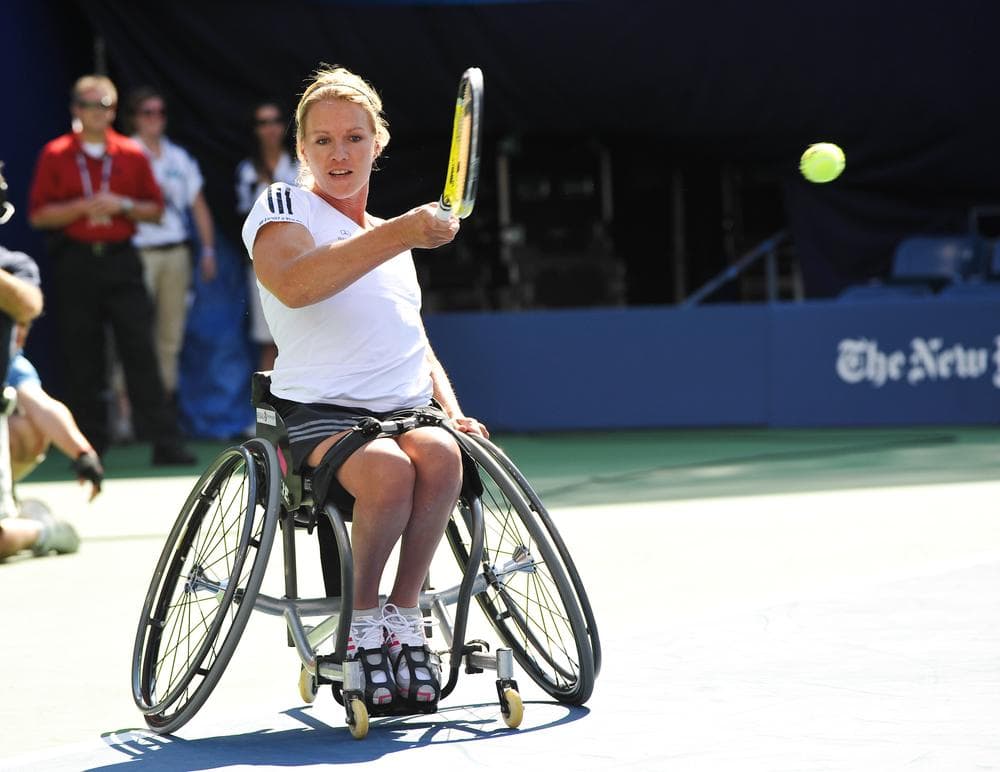 Five-time Paralympics tennis champion Esther Vergeer participates in Arthur Ashe Kids Day in New York in 2010. (AP)