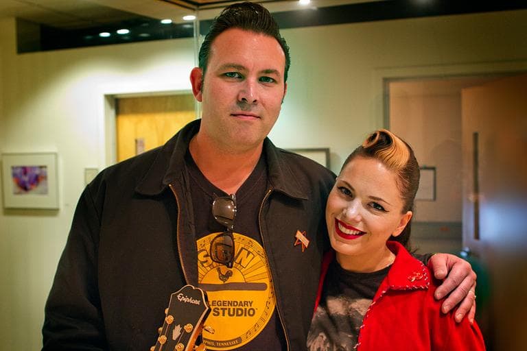 Imelda May and her husband, the guitarist, Darrel Higham, at our studios. (AP)