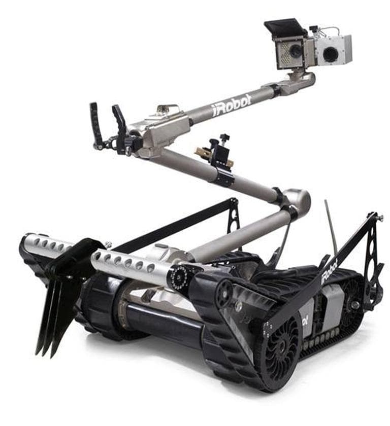 This undated photo released by Tokyo Electric Power Co. Monday, April 18, 2011 shows a Packbot, made by Bedford, Massachusetts company iRobot. Readings Monday from a Packbot that entered two crippled buildings of Unit 1 and Unit 3 at the tsunami-flooded Fukushima Dai-ichi nuclear power plant on Sunday for the first time in more than a month displayed a harsh environment still too radioactive for workers to enter. (AP)