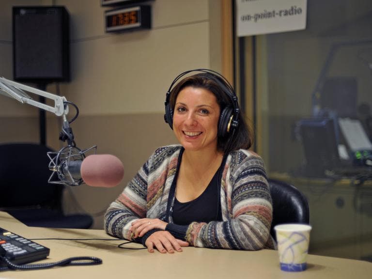 Lourdes Garcia-Navarro in the On Point studios. (Alex Kingsbury/WBUR)