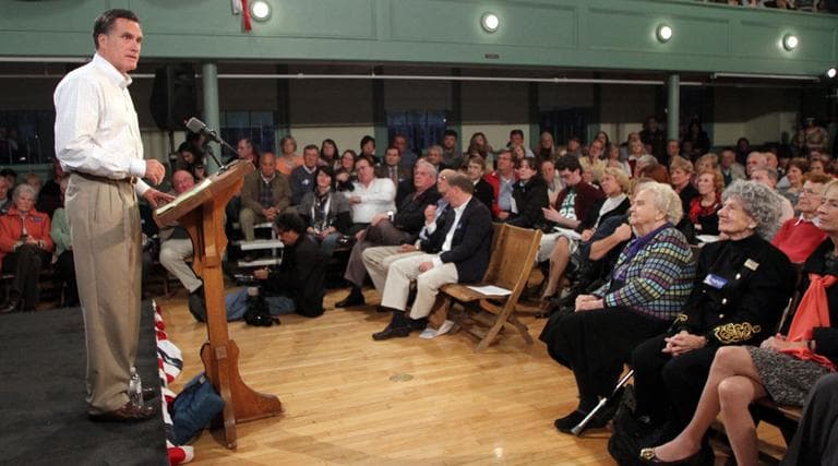 Republican presidential candidate and former Massachusetts Gov. Mitt Romney speaks at a town hall meeting in Exeter, N.H., Nov. 3. (AP)