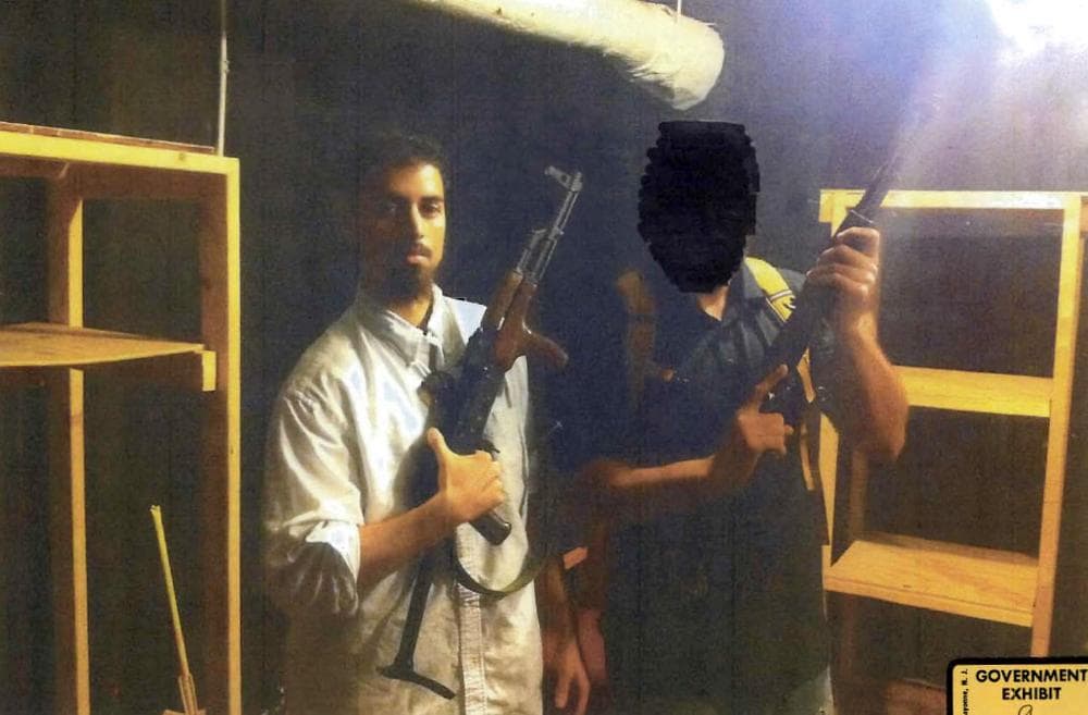 Rezwan Ferdaus, left, in an image submitted by prosecutors as a government exhibit during Monday's detention hearing (U.S. Attorney)