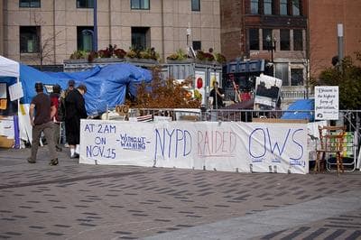Occupy Boston's encampment in Dewey Square, Wednesday (Luke Boelitz for WBUR)