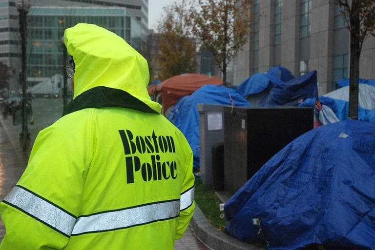 Occupy Boston, following Wednesday's ruling (Nick Fountain for WBUR)