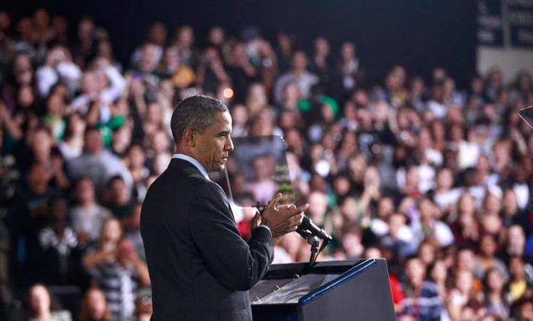 President Obama speaks Tuesday at Manchester High School Central in Manchester, N.H. (AP)