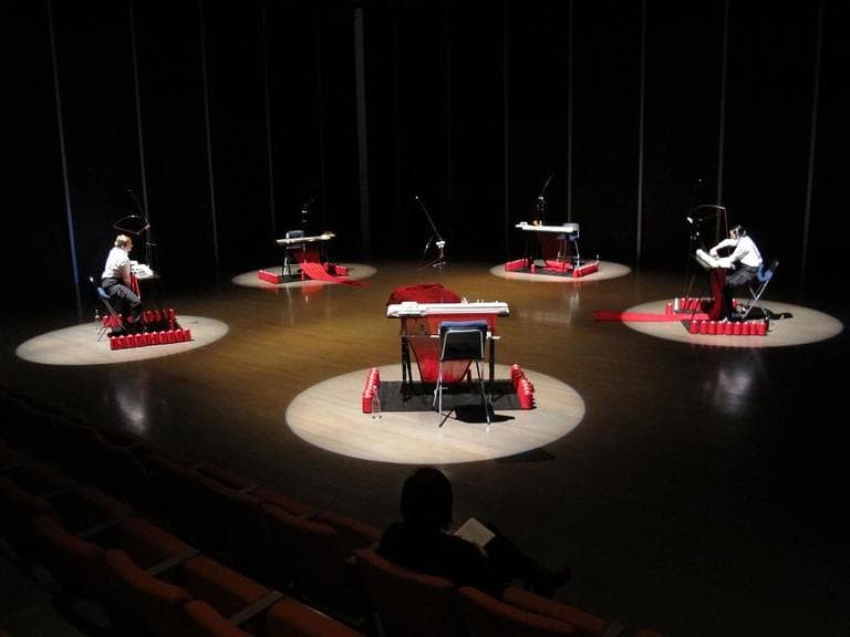 "Knitting Nation" is a commentary on the global textile industry. (Andrea Shea/WBUR)