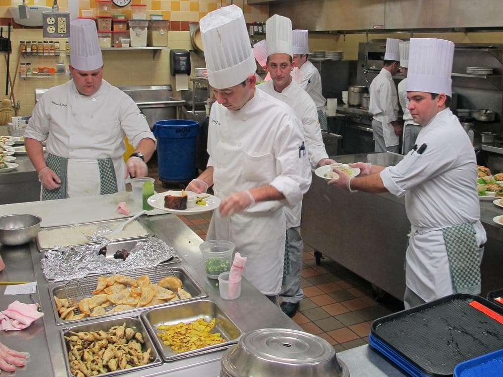 Part of Culinary Institute of America students' training involves preparing lunch for their fellow students.  (Doug Tribou/Only A Game)
