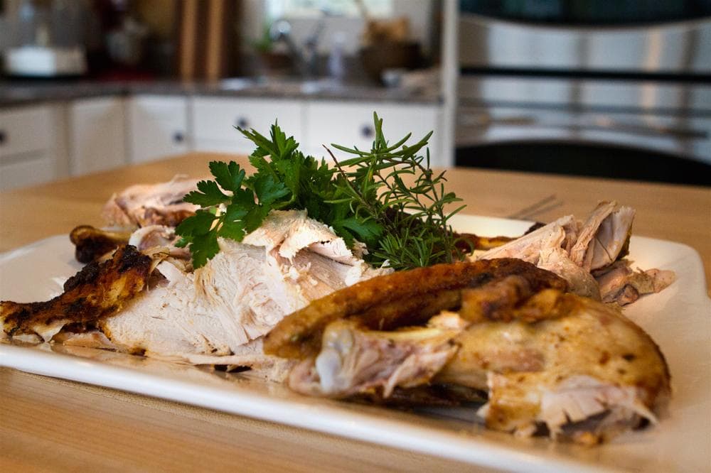 Chef Kathy Gunst's roast turkey. (Jesse Costa/Here &amp; Now)