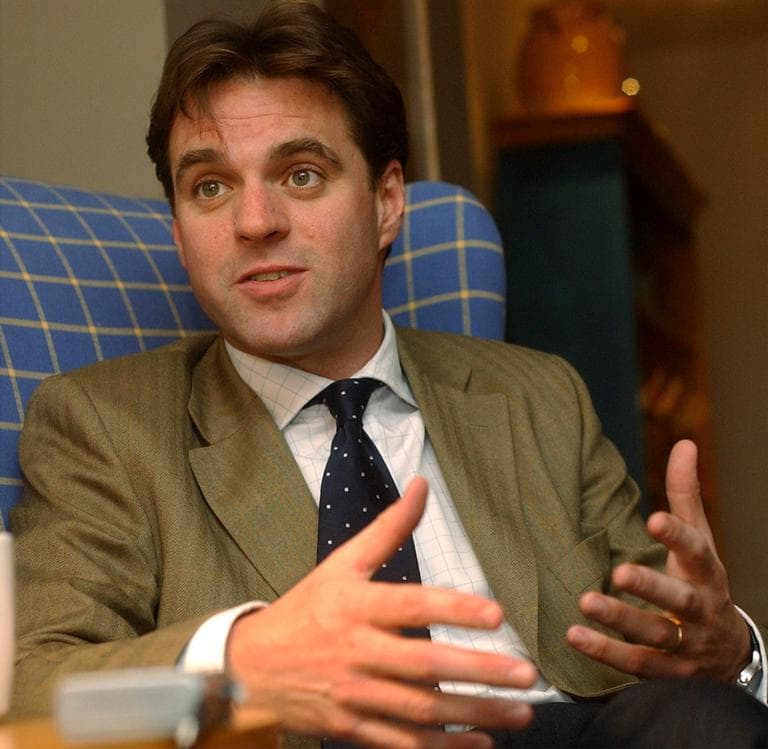Historian and author Niall Ferguson talks about his new book, "Empire," during an interview in Cambridge, Mass., April 11, 2003. "Empire," a follow-up to a television series that drew 2.5 million viewers in Great Britain, is a spirited defense of Britain's record as an imperial power. (AP)