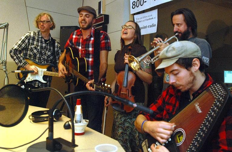 Kingsley Flood in the Radio Boston studios (Robin Lubbock/WBUR)