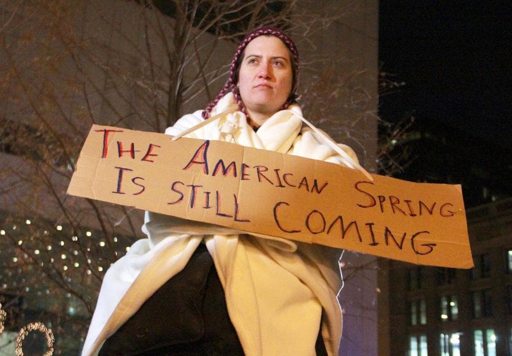 Ousted from its Dewey Square encampment, what's next for Occupy Boston? (Joe Spurr/WBUR)