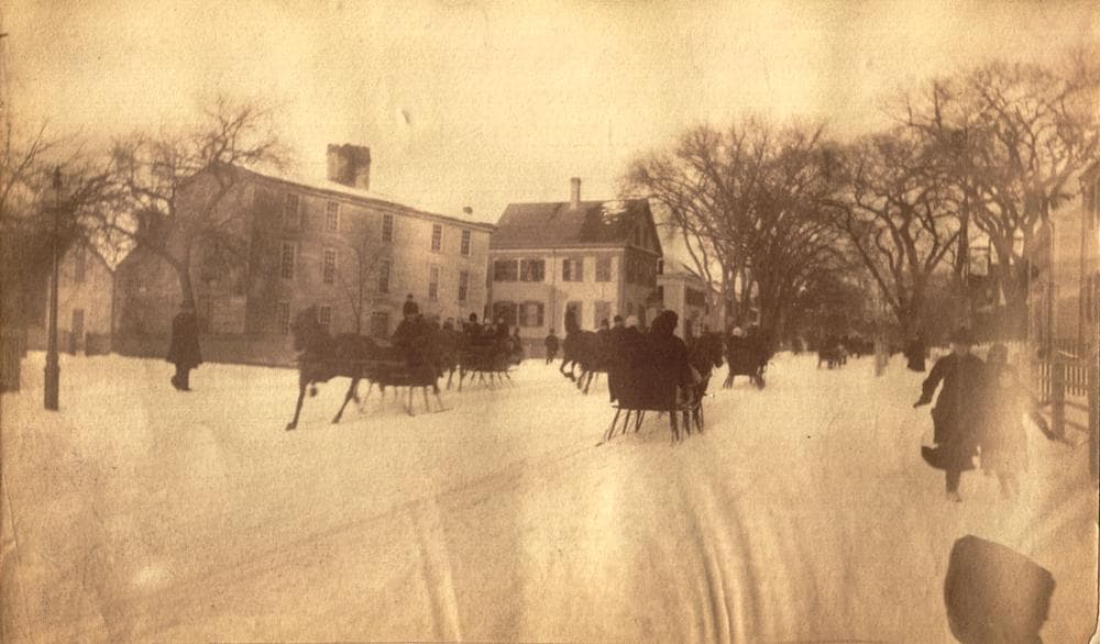 Sleigh races on Salem Street in Medford, thought to have inspired Pierpont's &quot;Jingle Bells,&quot; circa 1883. (Courtesy of the Medford Historical Society)