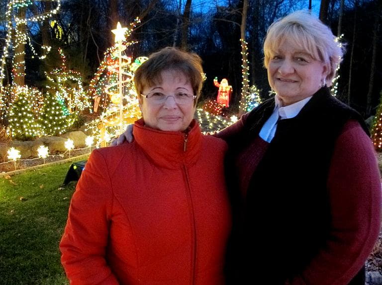 Neighbors Juana Guarino, left, and Joan Amsden in Saugus (Monica Brady-Myerov/WBUR)