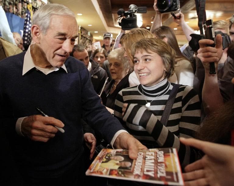 Republican presidential candidate, Rep. Ron Paul, R-Texas, greets supporters at the conclusion of a campaign stop in Meredith, N.H., Sunday, Jan. 8. (AP)