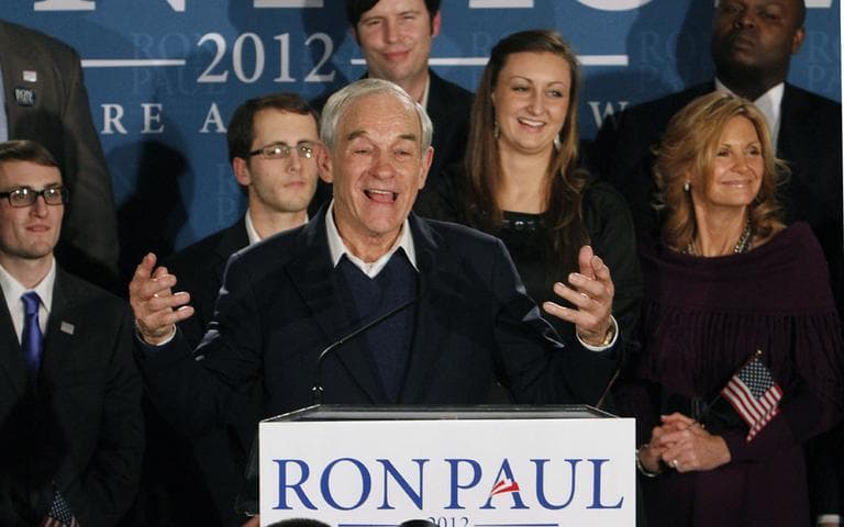Republican presidential candidate, Rep. Ron Paul, R-Texas, speaks to supporters during an election night really in Manchester, N.H., Tuesday. (AP)