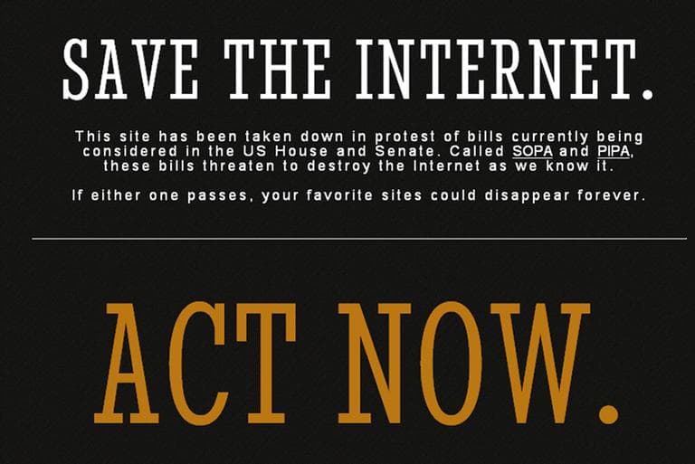 A screen capture from http://sopastrike.com one of the websites leading the protest against the Stop Online Piracy Act. (sopastrike.com)