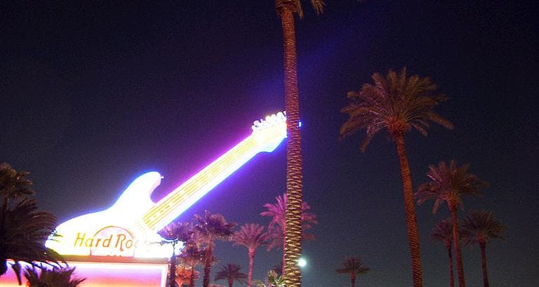 Holyoke Mayor Alex Morse is making news for his opposition to a proposed casino in his town by developer Hard Rock International. Above, the Hard Rock Casino in Las Vegas. (get down/Flickr)