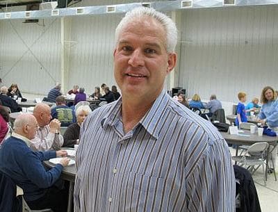 Rev. Rob Jackson, senior pastor of the Forestville Baptist Church in Greenville, S.C., at a Wednesday night supper (Monica Brady-Myerov/WBUR)