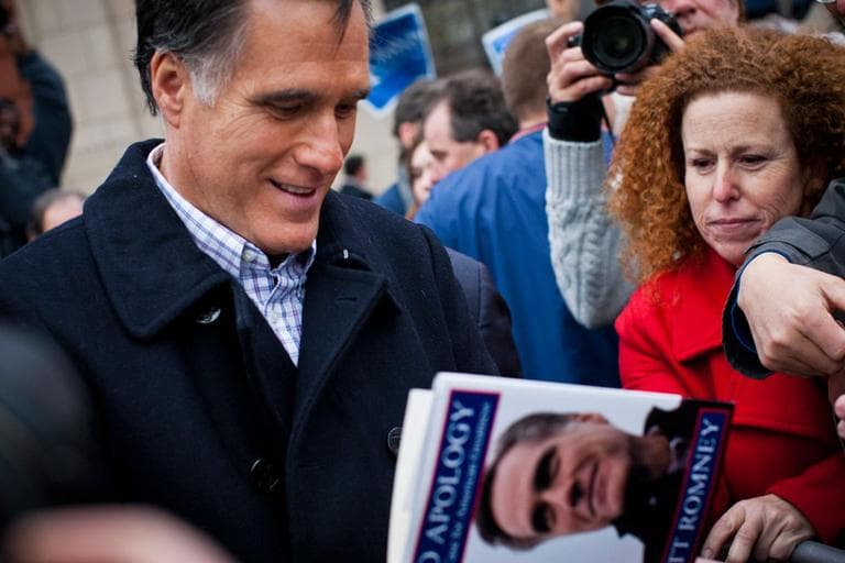 Daily tracking polls have Mitt Romney's numbers down a few points, but he still has a commanding lead. (Dominick Reuter for WBUR)
