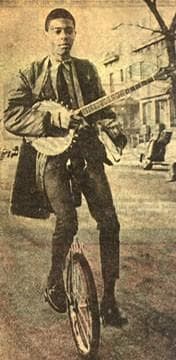 Otis Taylor used to play his banjo while riding to high school on his unicycle. (Courtesy Otis Taylor)