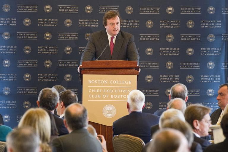 Caesars Entertainment CEO Gary Loveman speaks to Boston-area business leaders Tuesday. (Courtesy of Boston College)