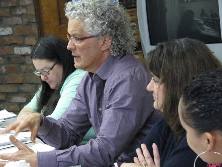 Instructor Kent Jacobson leading the Clemente Course at The Care Center in Holyoke (Andrea Shea/WBUR)