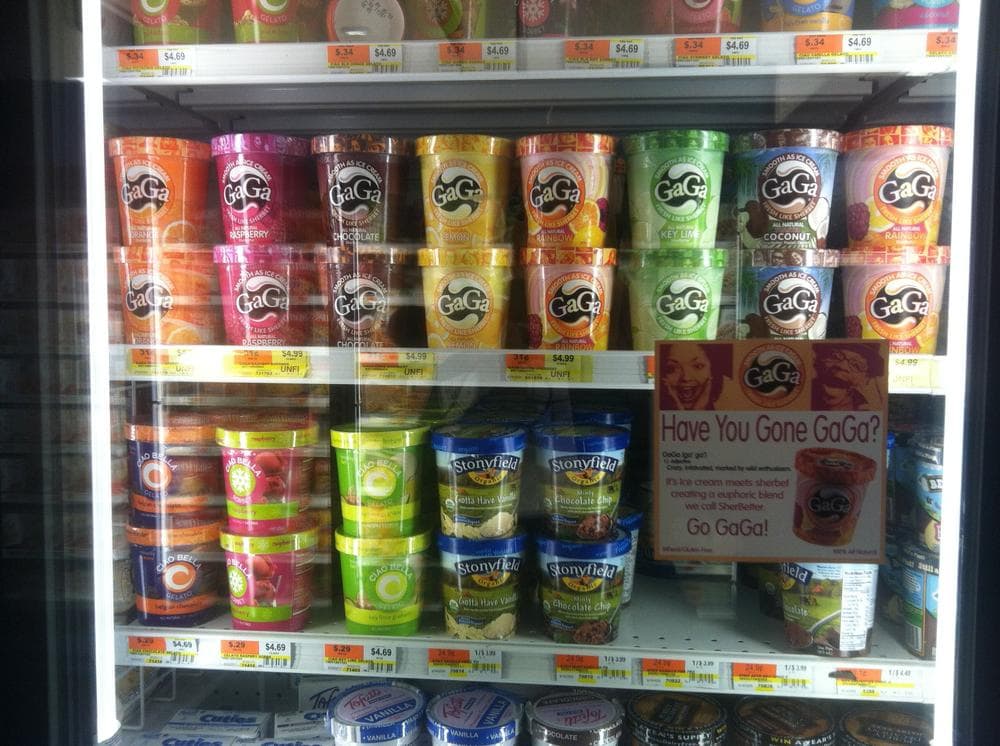 GaGa's frozen desserts for sale at a Dave's Marketplace in East Greenwich, RI. (Curt Nickisch/WBUR)
