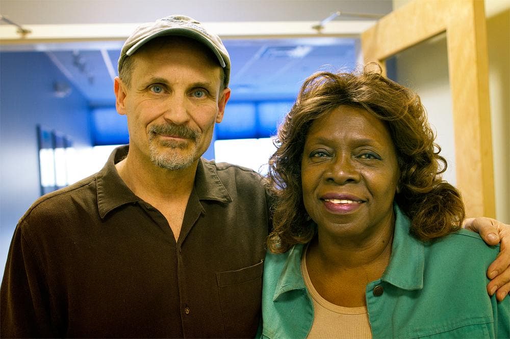 Tony Lynn Washington and her guitarist Mike Williams. (Jesse Costa/WBUR)