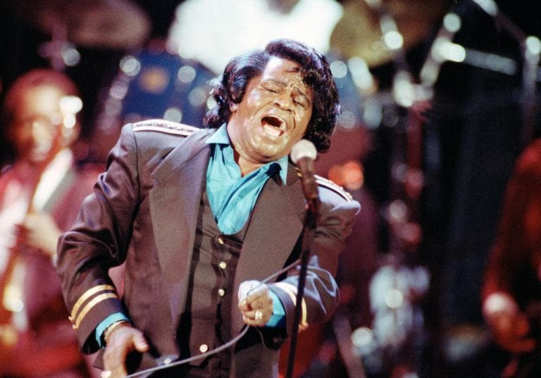 Gospel-soul singer James Brown sings "Living in America" during his three-hour concert at the Wiltern Theater in Los Angeles, Ca., on June 10, 1991. (AP)