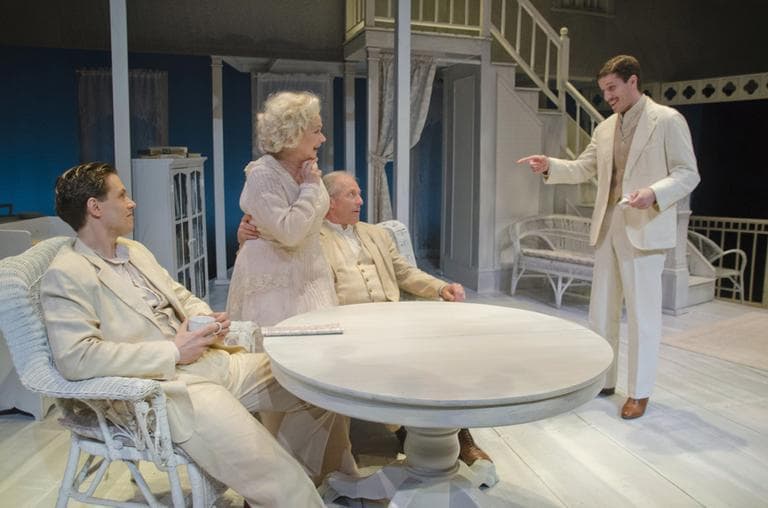 Lewis D. Wheeler as Jamie Tyrone, Karen MacDonald as Mary Tyrone, Will Lyman as James Tyrone, and Nicholas Dillenburg as Edmund Tyrone in a scene from "Long Day's Journey Into Night." (Courtesy Andrew Brilliant/Brilliant Pictures)