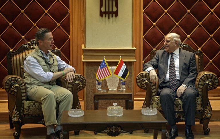 U.S. Rep. Stephen Lynch, D-Mass., left, meets with Iraq's Deputy Foreign Minister Labid Abbawi, right, during his visit to Baghdad in 2009. (AP/Hadi Mizban)
