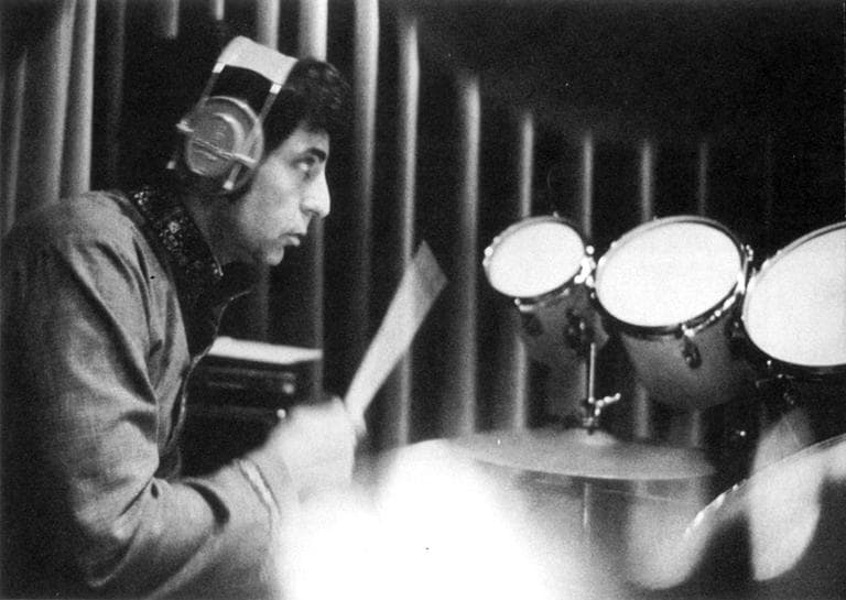 Drummer Hal Blaine around 1969 in Hollywood. Author Kent Hartman writes "Hal (is) playing his custom-designed, first-of-its-kind Octoplus drum kit that had a full octave's worth of rack toms---a revolutionary concept for its time." (Courtesy Hal Blaine)