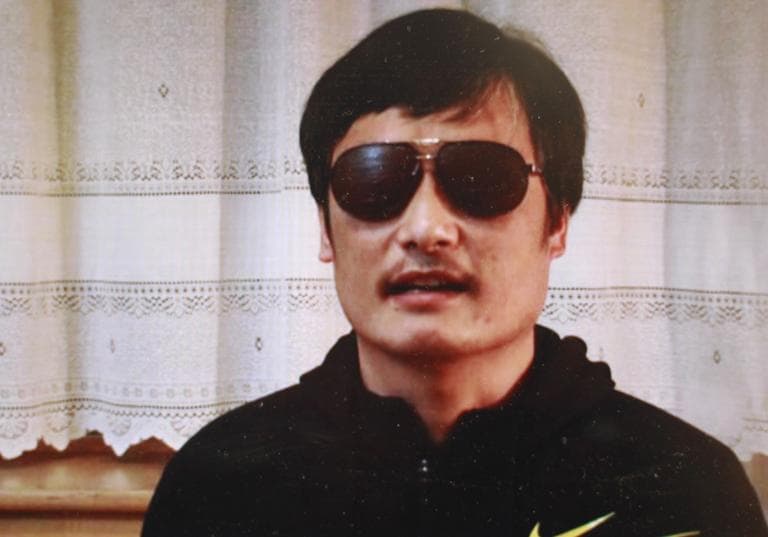 This file image made from video posted to YouTube April 27, 2012 by by overseas Chinese news site Boxun.com, shows blind legal activist Chen Guangcheng. U.S. Assistant Secretary of State Kurt Campbell arrived early Sunday, April 29 in Beijing on a hastily arranged trip as problems from the escape of a blind legal activist to possible new arms sales to Taiwan threaten to derail fragile U.S.-China co-operation. His trip comes after activist Chen Guangcheng escaped from house arrest in his rural village (AP)