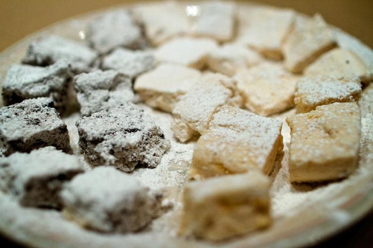 Homemade Oreo (left) and fluffernutter marshmallows (right.) (Jesse Costa/Here & Now)