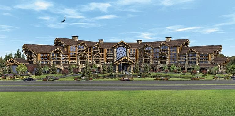 This photo released by Wynn Resorts shows an artist's rendering of a proposed resort casino in Foxborough, Mass. (AP)